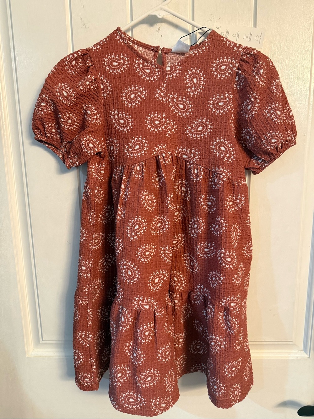 Zara Girls Rust Brown Paisley Gauzy cotton girls dress